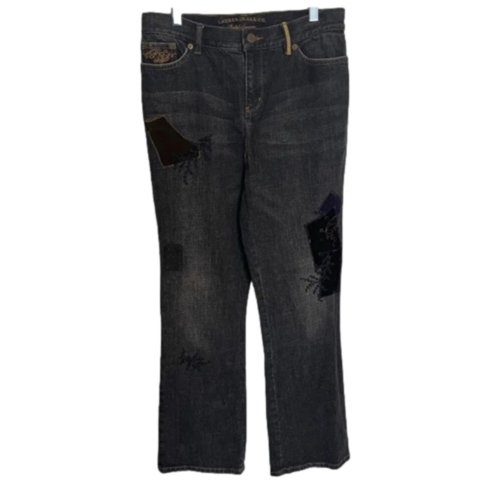 Ralph Lauren black jeans with velvet patches size 6P petite
